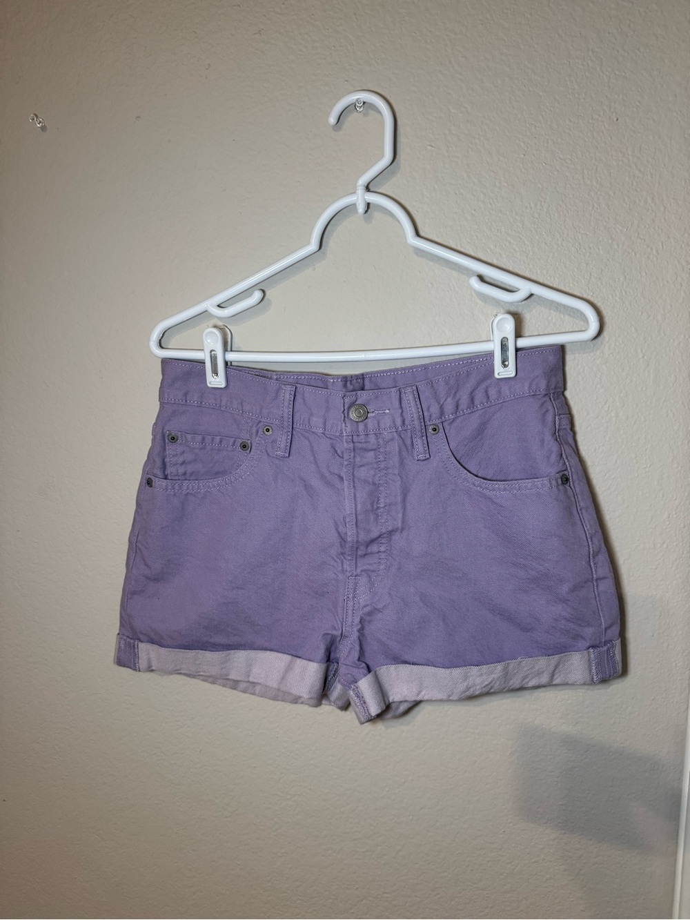 Levi's Lavender High-Rise Denim Shorts